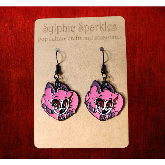 Hazbin Hotel Alastor Portrait Enamel Charm Earrings - Picture 1 of 2